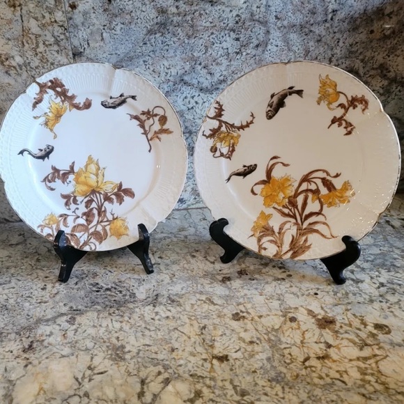 CFH GDM CH Field Haviland Limoges France Multi- Flowers Scalloped Gold Trim 4 pc - Picture 3 of 6